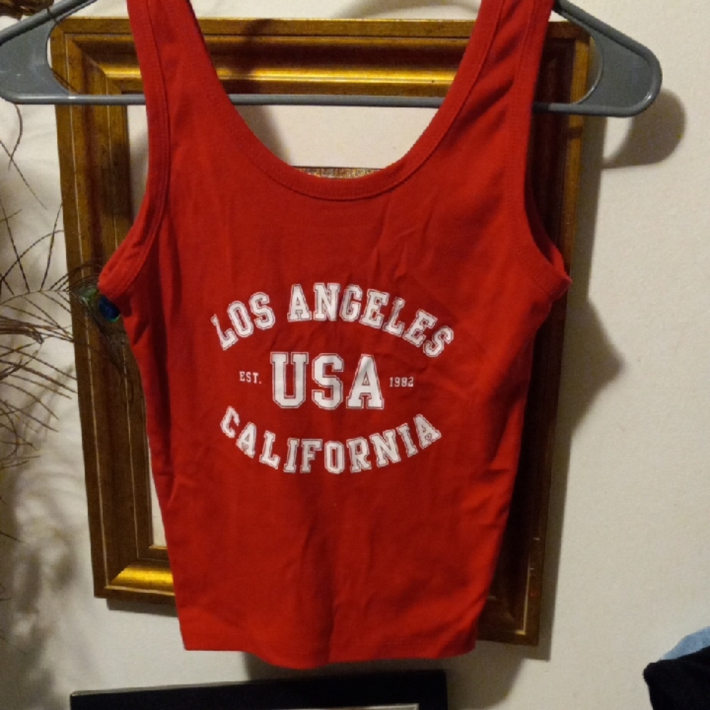 Vibrant Red Los Angeles USA Tank Top